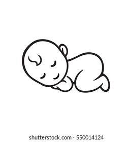 Sleeping baby silhouette, stylized line logo. Cute simple vector illustration.