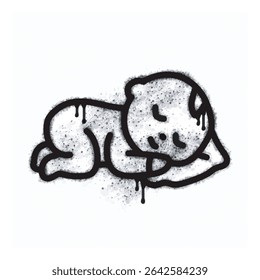 Sleeping baby spray icon isolated on white background. Sleeping baby graffiti icon sprayed in black on white background. Vector illustration.