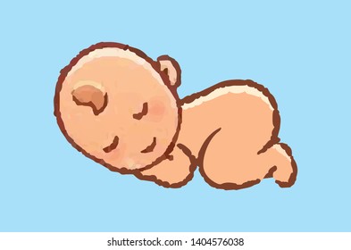 Sleeping baby vector, Cute simple vector illustration