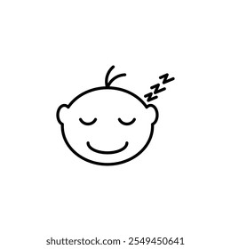 Sleeping baby vector icon outlined style.