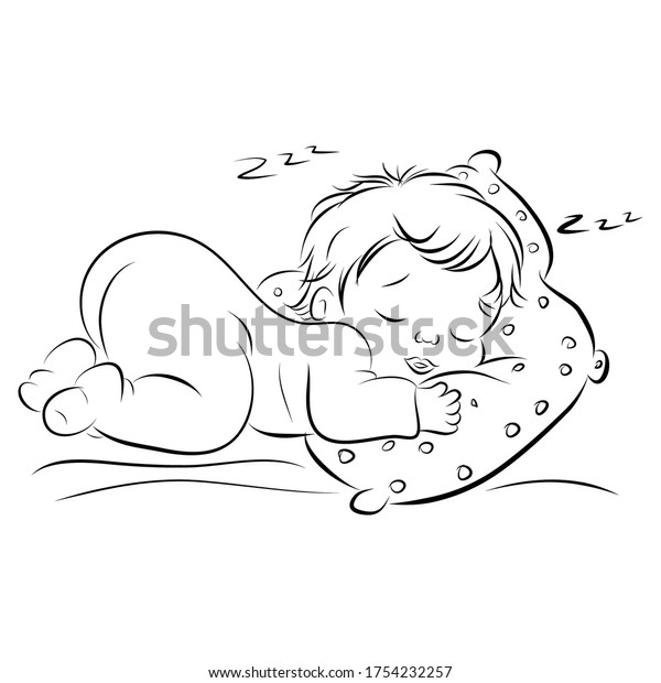 Sleeping Baby Vector Illustration Isolated On Stock Vector (Royalty ...