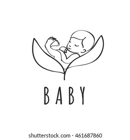 Sleeping baby vector logo template