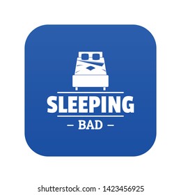 Sleeping bad icon blue vector isolated on white background