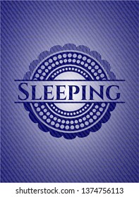 Sleeping badge with denim texture