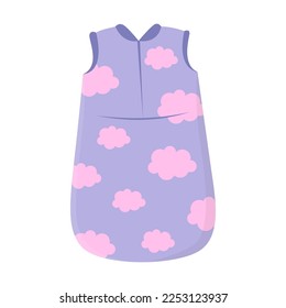 Sleeping bag for babies vector illustration. Comfortable clothes for newborn isolated on white background. Childhood, clothing, textile, bedtime concept