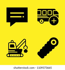 sleeping bag, chat, bus and demolishing vector icon set. Sample icons set for web and graphic design