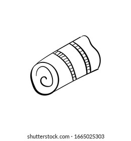 Schlafsack-Doodle-Symbol. Zeichnen von Hand. Vektorillustration.