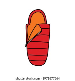 sleeping bag doodle icon, vector illustration