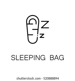 Sleeping bag flat icon. Single high quality outline symbol of outdoor activity for web design or mobile app. Thin line signs of sleeping bag for design logo. Outline pictogram of sleeping bag
