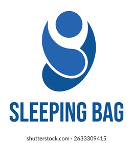 Diseño minimalista plano del logotipo del saco de dormir