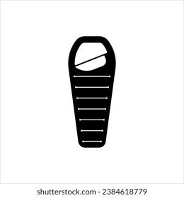 Sleeping Bag Icon, Camping, Traveling Insulated Covering, Lightweight Portable Bedding Vector Art Illustration