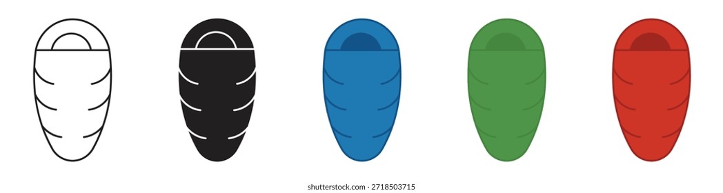 Schlafsack-Symbolsammlung, Vektorgrafik.