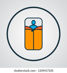 Sleeping bag icon colored line symbol. Premium quality isolated bedroll element in trendy style.