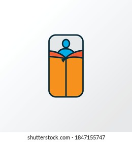 Sleeping bag icon colored line symbol. Premium quality isolated bedroll element in trendy style.