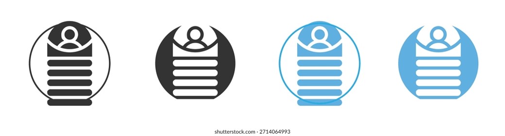 Ícone de saco de dormir. Modelo de design de ícone gráfico