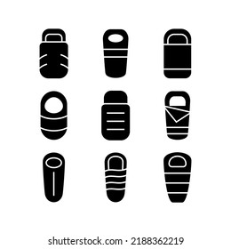 icono del saco de dormir o logotipo símbolo de signo aislado ilustración vectorial - Colección de iconos vectoriales de estilo negro de alta calidad
