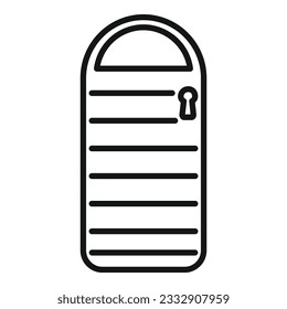 Sleep-Sack Symbol Umriss-Vektorgrafik. Reiseausrüstung. Wald im Freien