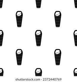 Sleeping Bag Icon Seamless Pattern, Camping, Traveling Insulated Covering, Lightweight Portable Bedding Vector Art Illustration