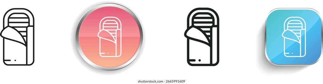 sleeping bag icon. Thin Linear, Regular and Button Style Design Isolated On White Background