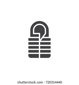 Sleeping bag icon vector, filled flat sign, solid pictogram isolated on white. Symbol, logo illustration.