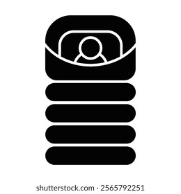 Sleeping bag icon Vector flat thin line illustration