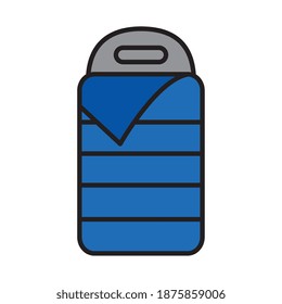 línea de sacos de dormir y diseño de ilustraciones vectoriales de iconos de estilo de relleno