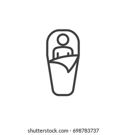 Sleeping bag line icon, outline vector sign, linear style pictogram isolated on white. Symbol, logo illustration. Editable stroke. Pixel perfect vector graphics
