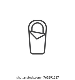 Sleeping bag line icon, outline vector sign, linear style pictogram isolated on white. Symbol, logo illustration. Editable stroke