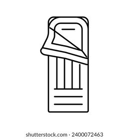 vector de icono de la línea del saco de dormir. señal de saco de dormir. símbolo de contorno aislado ilustración negra