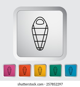 Sleeping bag. Outline icon on the button. Vector illustration.