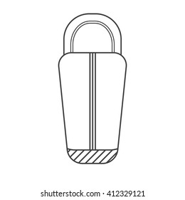 Sleeping bag outline vector icon. Camping tourist bedroll isolated on white background.