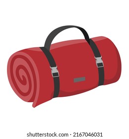 The sleeping bag is rolled up. Vector clipart.