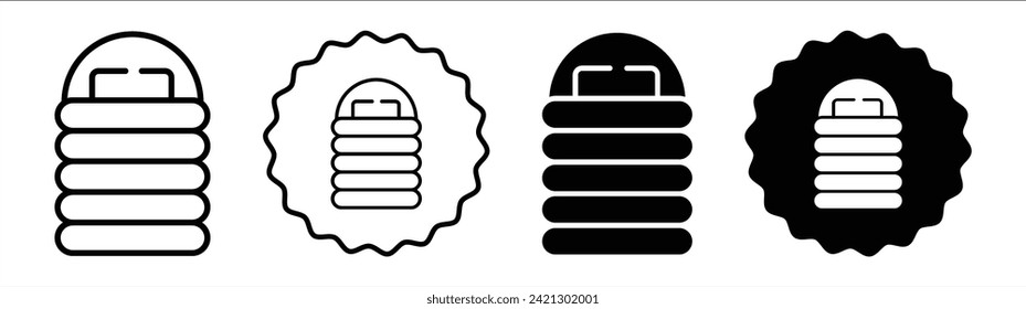 Bolsa de dormir en color blanco y negro. Bolsa de duelo simple vector de icono plano