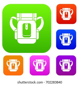 Sleeping bag set icon in different colors isolated vector illustration. Premium collection