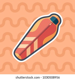 Sleeping bag sticker flat icon with color background.