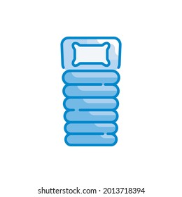 Sleeping Bag vector blue colours icon style illustration. EPS 10 file 
