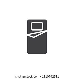 Sleeping bag vector icon. filled flat sign for mobile concept and web design. Camping bed simple solid icon. Symbol, logo illustration. Pixel perfect vector graphics