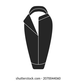 Icono vectorial de bolso de dormir.Icono vector negro aislado en saco de dormir de fondo blanco.
