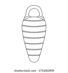 Icono vectorial de bolso de dormir.Icono vectorial de línea aislado en saco de dormir de fondo blanco.