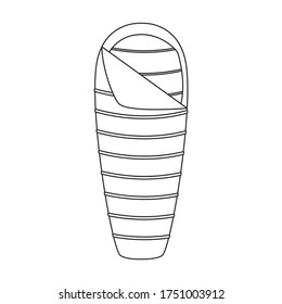 Sleeping bag vector icon.Line vector icon isolated on white background sleeping bag.