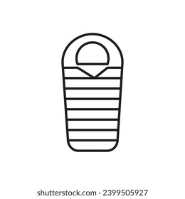 Sleeping bag vector line icon illustration