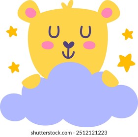 Oso Durmiente Y Ilustración vectorial De Nubes