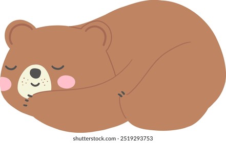Urso adormecido em estilo de desenho animado plano - Adorável Vetor EPS