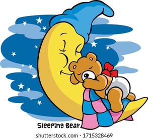 SLEEPING BEAR IMAGE VECTOR ILLUSTRATION  FOR YOUR KIDS  TEE SHIRT