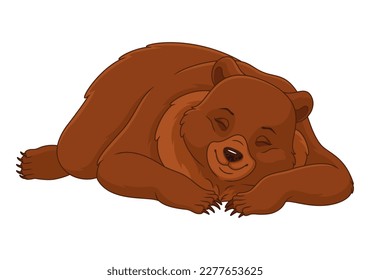 Oso durmiente aislado en ilustración vectorial de fondo blanco