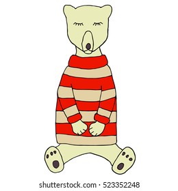 Sleeping bear in a knitted sweater. Vector illustration
