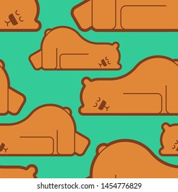Sleeping bear pattern seamless. Grizzly is sleeping background. vector texture