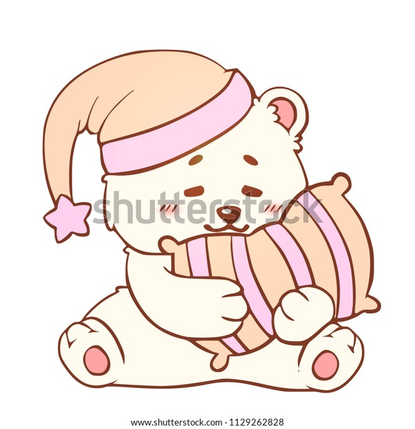 Sleeping Bear Pillow Sweet Dreams Cute Stock Vector Royalty Free