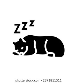 sleeping bear sleep night glyph icon vector. sleeping bear sleep night sign. isolated symbol illustration