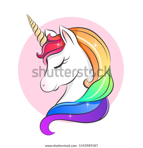 Sleeping Beautiful Rainbow Unicorn Pink Circle Stock Vector (Royalty ...